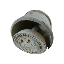 VTG Wooden Butter Mold Press Plunger, Character, Leaf and Acorns