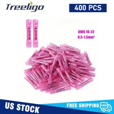 400Pcs 16-22 AWG Gauge Red Heat Shrink Butt Wire Connectors Crimp Terminals USA