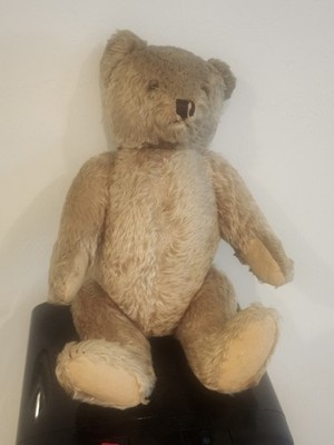 Vintage Large 18'' Mohair Teddy Bear 5-Way Jointed Plastic Safety Eyes 1960s-70s