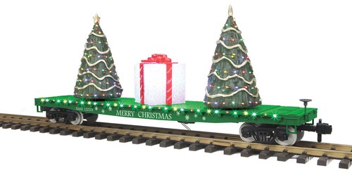 Coche plano iluminado MTH G Gauge RailKing One Gauge Navidad #122524 nuevo | Zustand: New