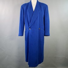 GIANNI VERSACE Size L Blue Cashmere Blend Notch Lapel Single Button Trenchcoat