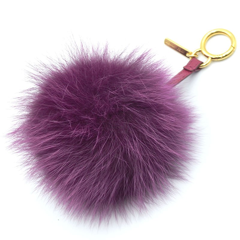 Vintage Fendi Fur Pom Pom Keychain Charm in Purple for Women