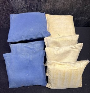 12 Total Corn Hole bags (6-Ivory & 6-Blue) PreOwned