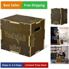 Plyo Box, 3-in-1 Wooden Box Jumps for Home Gym, 450 lbs Boxes Step Up with Sm...