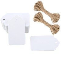 100Stk GeschenkanhäNger Weiß 7X4Cm Kraftpapier Etiketten AnhäNger Mit Juteschnur