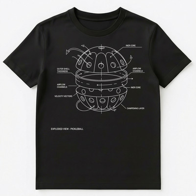 Pickleball Player Exploded View Engineering Diagram Unisex T-Shirt