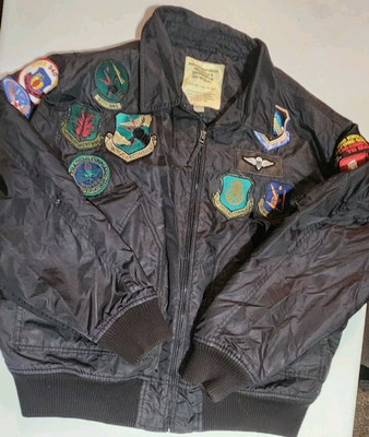 NAX 07 Aviation Flight Jacket XL  X-LARGE Black Lots Of Patches