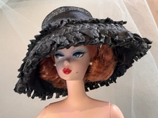 Doll Black fringed straw Hat for Silkstone Barbie Poppy Parker - double row