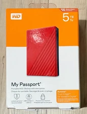 WD My Passport 5TB Portable External Hard Drive USB 3.2 - Red