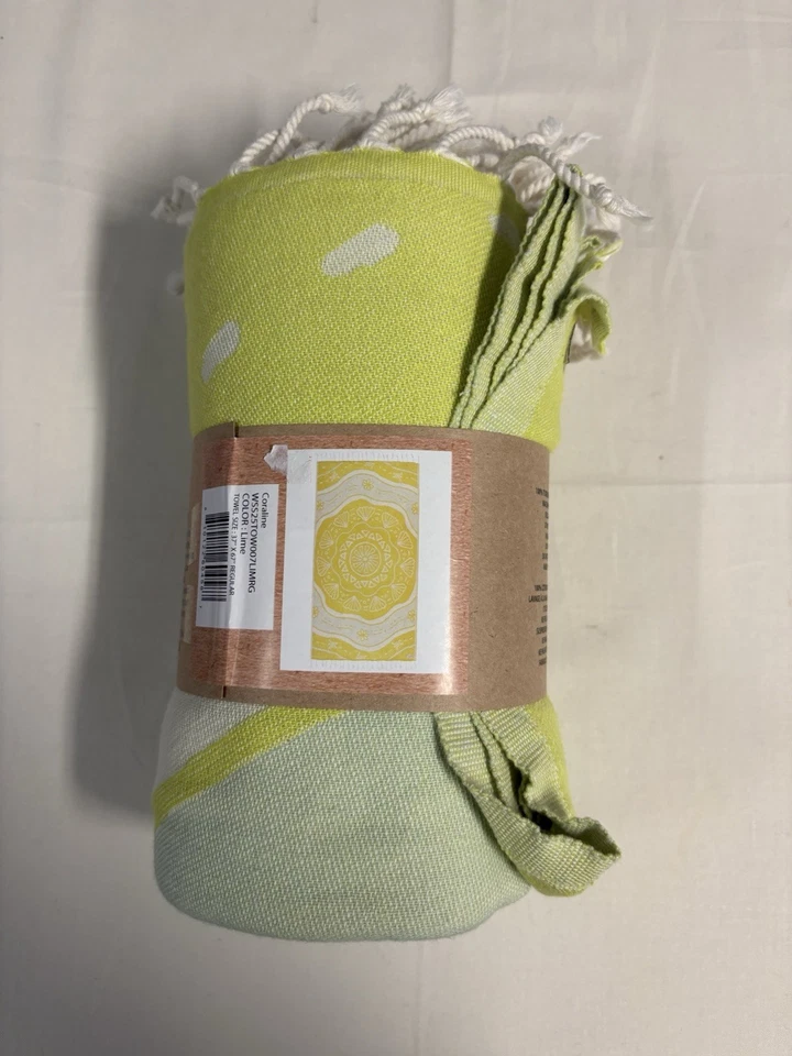 Toalla de playa Sand Cloud 100 % algodón turco orgánico coralino lima talla 37 x 67" Foto 2 de 4