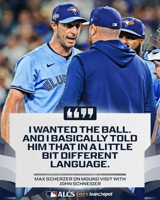 Max Scherzer Yells at John Schneider Blue Jays Postseason 8x10 Photo