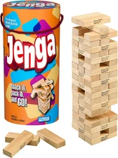 Hasbro Gaming Jenga Wooden Blocks Stacking Tumbling Tower Game | Party Games for