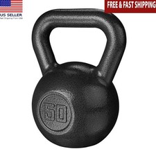 50LB Black Cast Iron Kettlebell Wide Grip Fitness Equipment AW Hammertone Finish