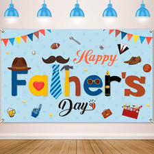 Happy Father'S Day Backdrop Decorations Large Blue Dad Grandpa Party Banner Sign