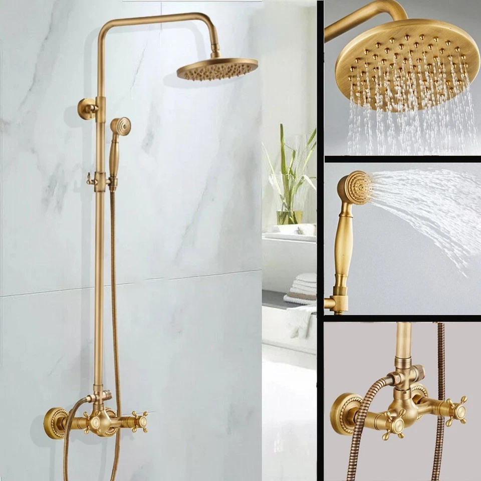 Juego de Grifos de Ducha de Baño Montaje en Pared Cabezal de Ducha de Lluvia Pulverizador Manual Grifos Mezcladores Foto 3 de 4