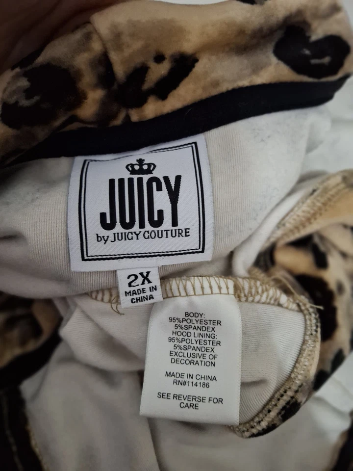 Juicy Couture Womens 2X Leopard Print Velour Zip-up Hoodie Jacket Y2K Retro - Image 4 of 4