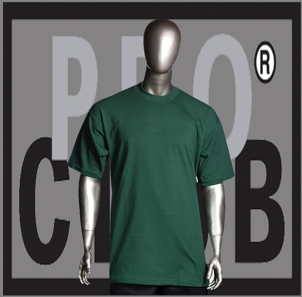 1 New Mens Pro Club Heavyweight Forest Green Blank T Shirt M