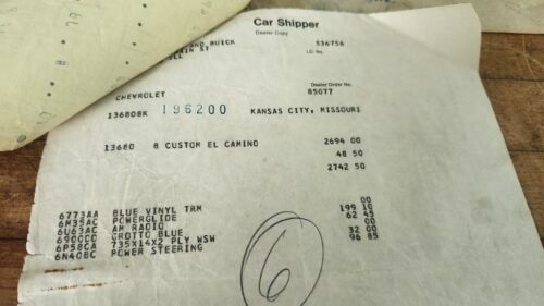 1968 Chevrolet El Camino documenti storici documenti, copia broadcast, spedizioniere auto - Foto 15 di 17