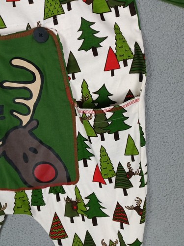 Lazy One 100% Cotton Size L Flap Jack Pajamas Green Christmas Trees One Piece - Picture 11 of 15