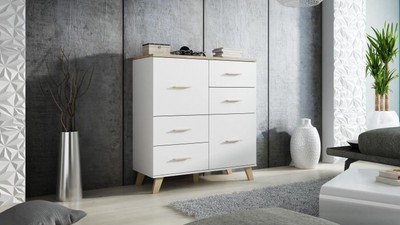 LOTTA 110 2D4S Kommode weiß + Eiche sonoma