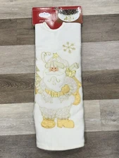 New Vintage Christmas Tree Skirt Trim-A-Home K-Mart White Gold Santa 48”D