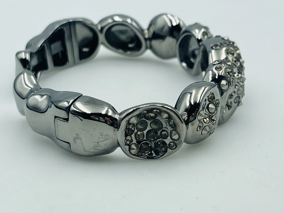 Alexis Bittar Vintage Black Rhodium Plated Rhinestone Moon Rock Design Bracelet - Image 3 of 4
