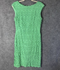 Lauren Ralph Lauren Dress Women's 8 Green Crochet Lace Sheath Sleeveless Lined