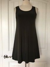 SUN KIM DARK GREEN JERSEY SLEEVELESS TUNIC TOP SIZE XS MADE IN USA