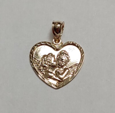 Neu 14k Gold Engel küssen Cherub Liebe Charm Anhänger