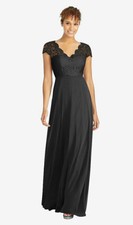 Dessy 3033...Cap Sleeve Illusion-Back Lace and Chiffon Dress....Black...Sz 4