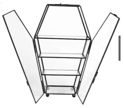 Ashland Black Copper Glass Coffin Shelf - Glass Display Shelf - Goth Home Decor