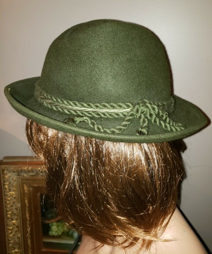 Vintage 50's wool Dolomitenhut Austria green hat Salzburg s hunting cap fedora - Picture 3 of 12