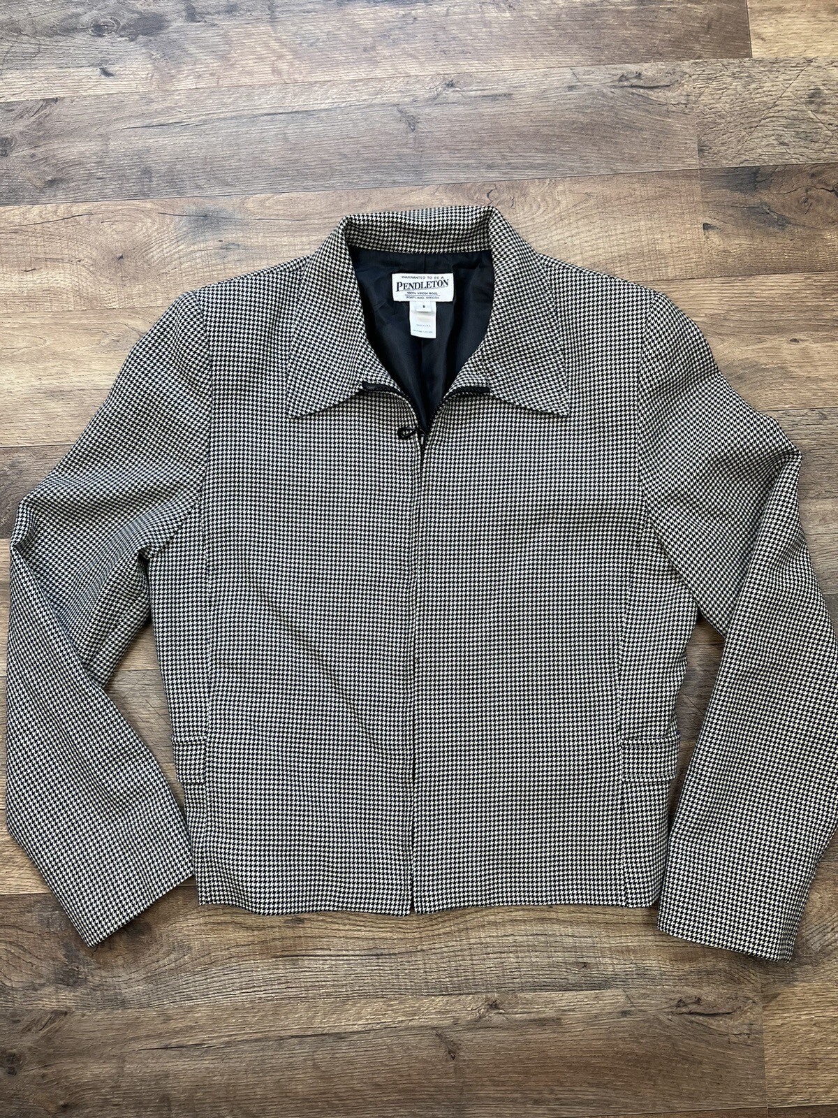 Pendleton Womens Wool Jacket Houndstooth Front Zi… - image 1