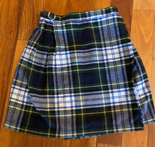 O'Neil of Dublin Young Girls Wool Plaid Skirt Blue Green White Black and Yellow - Afbeelding 1 van 8
