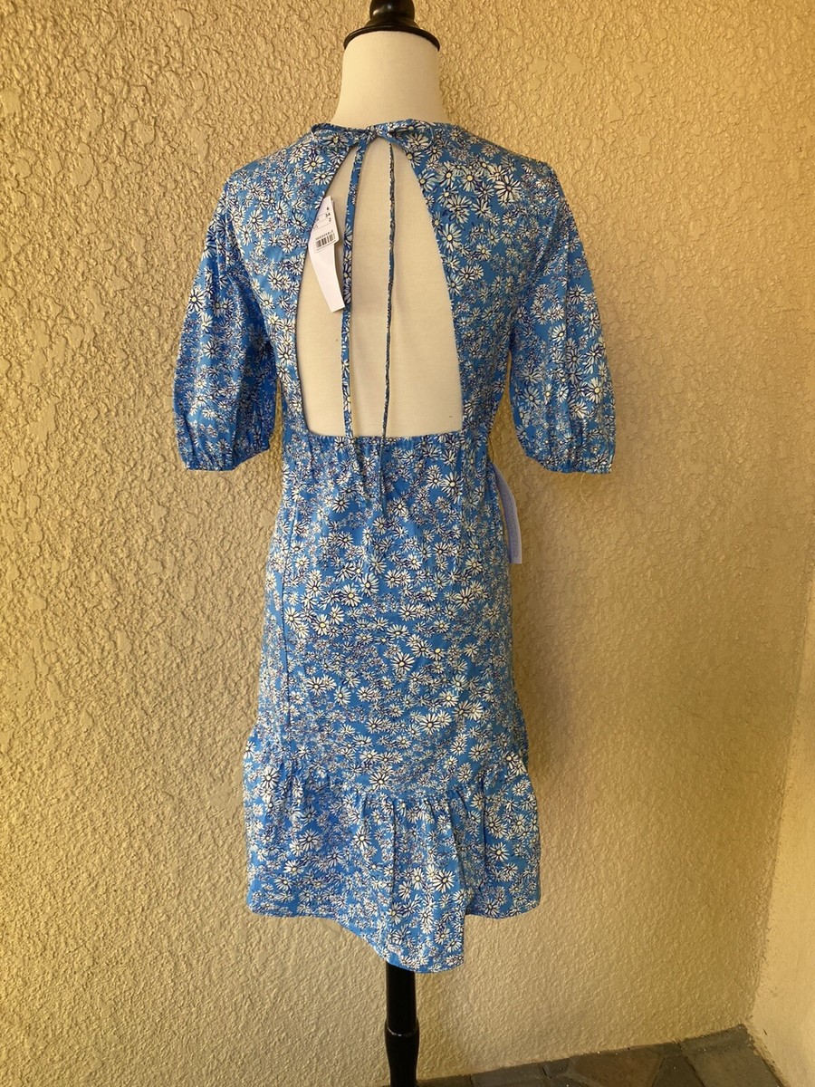 New Topshop Blue & White Floral Open Back Women's Mini Dress NWT 2 | eBay