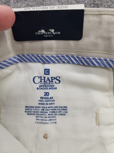 Chaps Uniform Pants Boys 20 Khaki Pleated - Picture 3 of 10