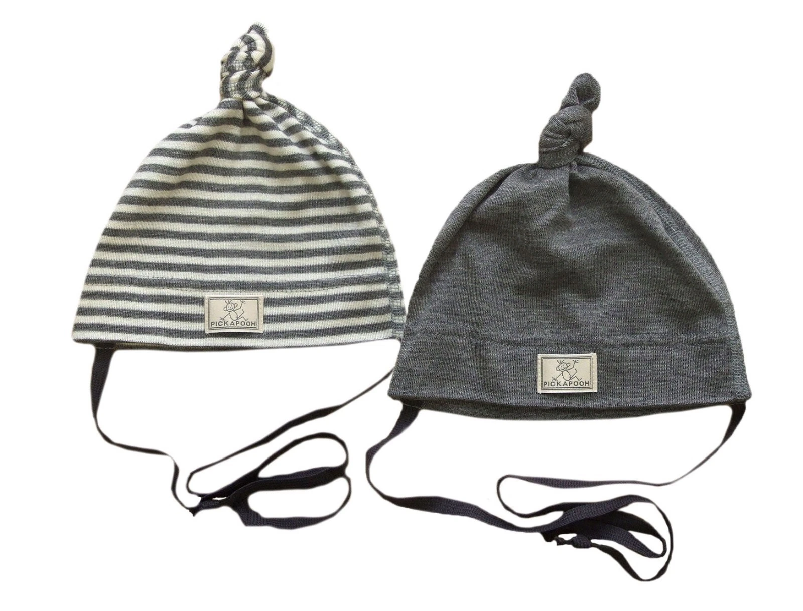 PICKAPOOH Hat MERINO wool SILK Baby Girl Boy Newborn Bonnet Natural Organic Grey