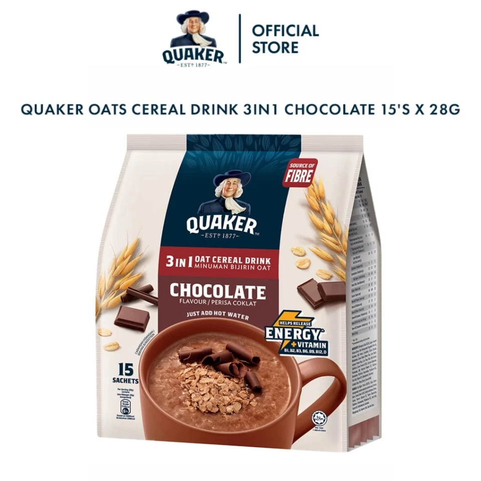 QUAKER 3 en 1 Avena Cereal Bebida Sabor Chocolate 15s x 28g Envío Gratis Foto 3 de 4