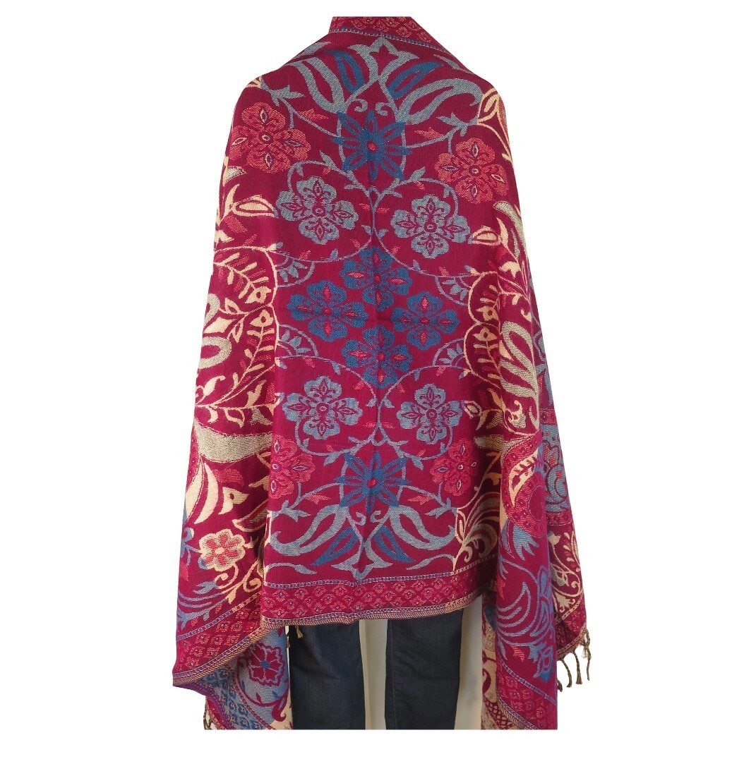 Blanket/Throw | Yak Wool Blend |Nepal |Handmade |Over-Sized | Red image 2