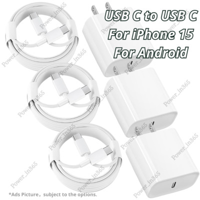 20W Fast Charger USB-C Type-C Power Adapter Cable For iPhone 15 iPad Pro Android
