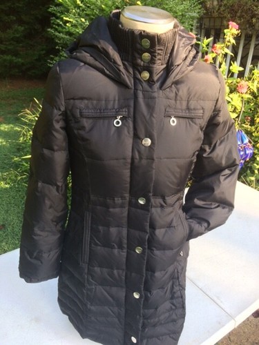 DKNY Donna Karan NY DOWN Filled Longer Black Puffer Coat Adjust Waist XS |  eBay