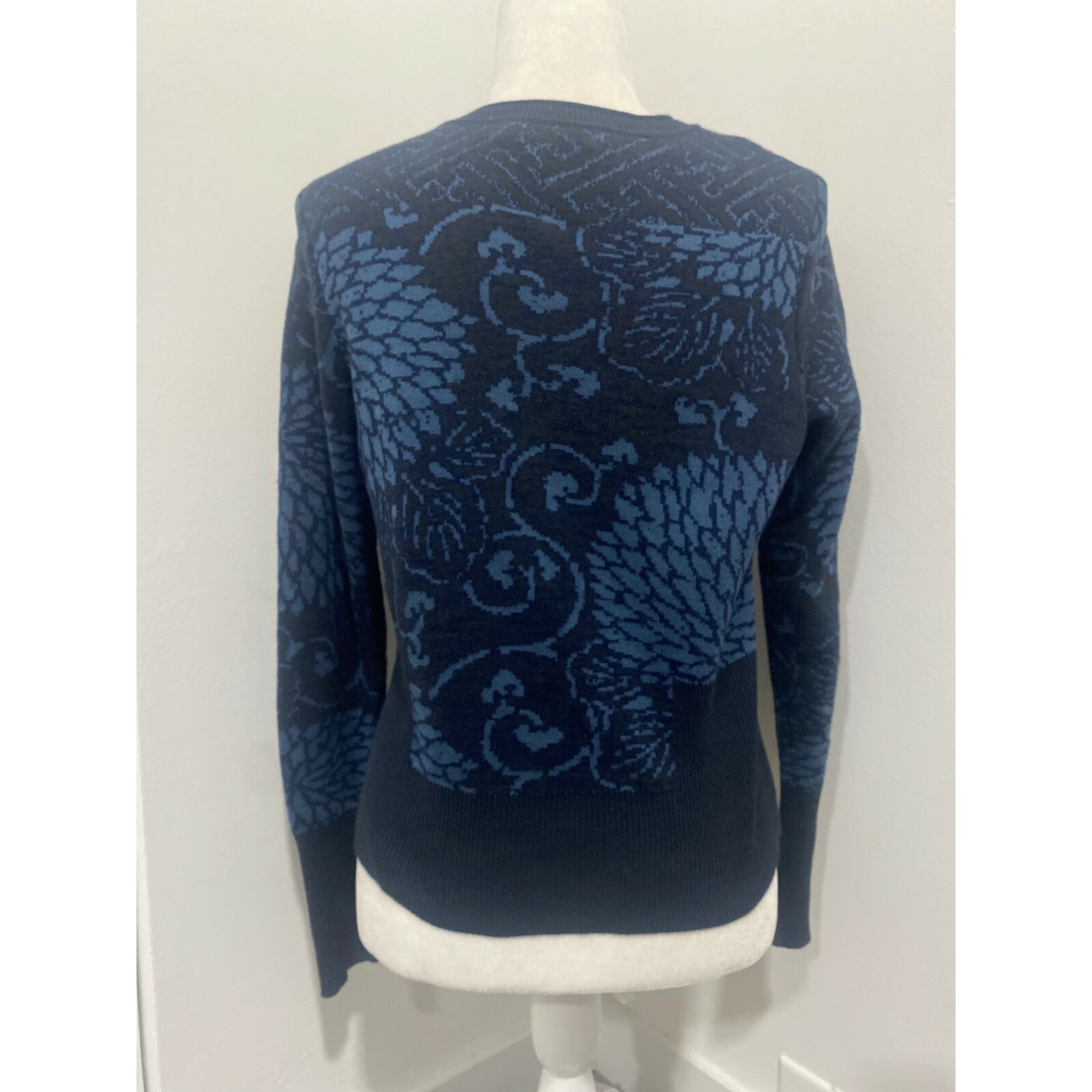 Peruvian Connection Blue Floral Button Sweater Ca… - image 5