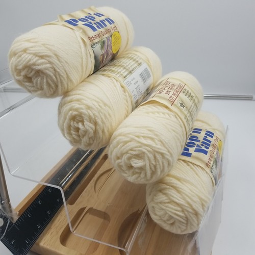 Lot 4 Skeins Vintage Pop'N Yarn Acrylic 4 Ply Worsted USA A3-122 Off White 3 oz - Picture 3 of 19