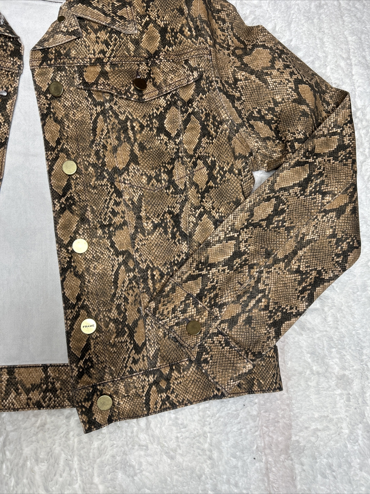 Frame Denim Snakeskin Jacket Python Brown XL - image 4