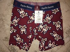 PSYCHO BUNNY Mens Boxers Small Marron with white bunnies