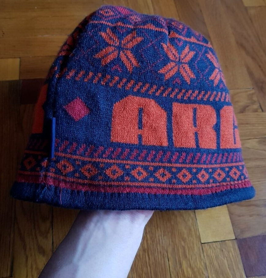 ARC'TERYX Arcteryx Cappello Uomo Vintage Reversibile Pile Grande Logo Arancione Grigio