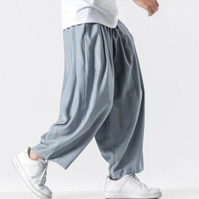 Men's Chinese Style Loose Harem Casual Pants Yoga Kung Fu Wide Leg Long Trousers