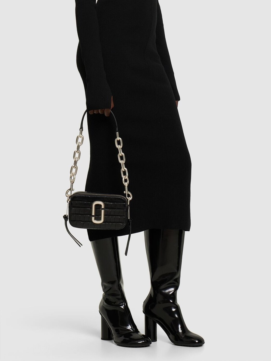 Marc Jacobs THE CROC-EMBOSSED SHOULDER SNAPSHOT - Black | eBay