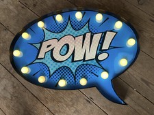 'Pow' Marvel DC Comics Style Illuminated Light-Up Sign, Wall Mount/Freestanding