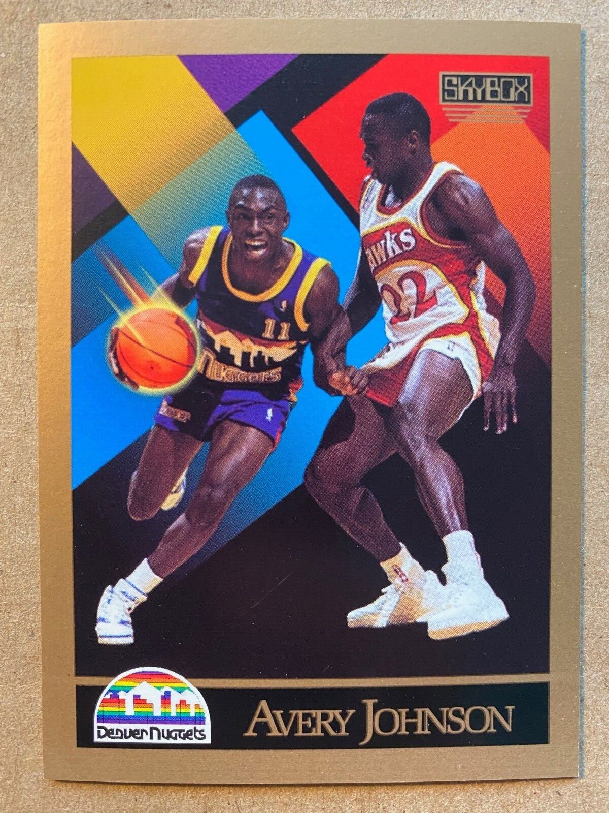 AVERY JOHNSON RC 1990-91 Skybox #380 - DENVER NUGGETS SAN ANTONIO SPURS